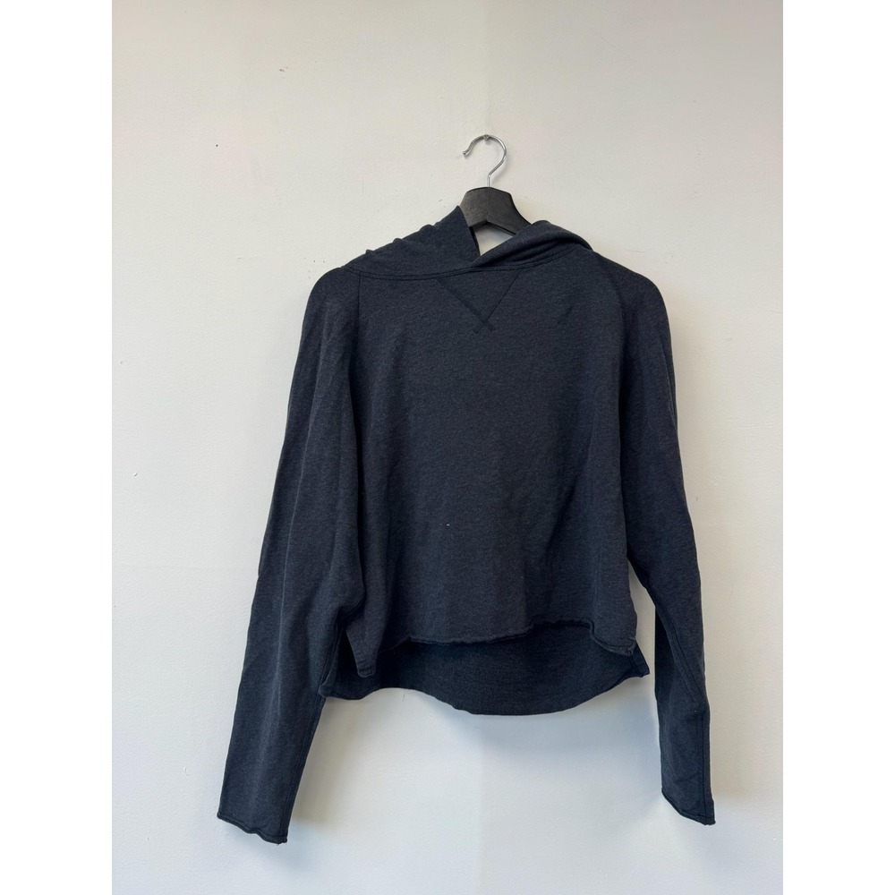 Lululemon Hoodie Womens Medium Gray Lightweight Cropped‎ Pullover Logo Athletic